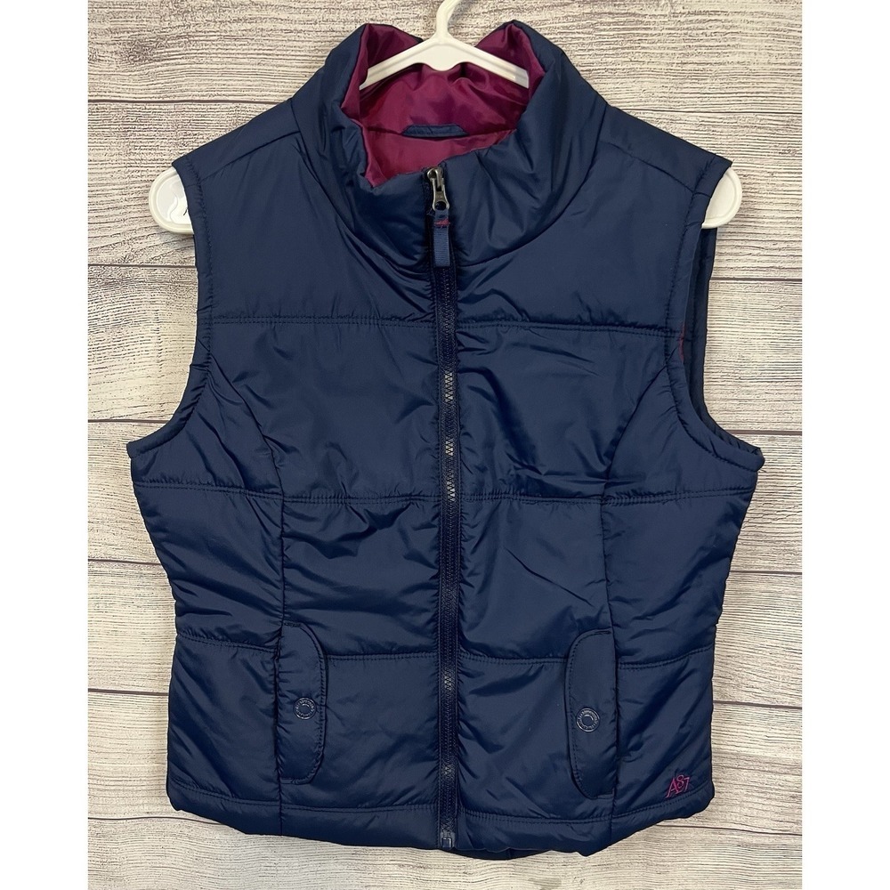 Aeropostale Women's Quilted Puffer Vest Mock Collar Navy Size‎ Medium EXCELLENT